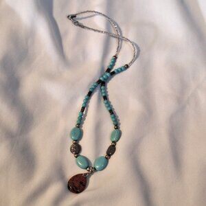 Artisan Reconstituted Turquoise and Red Jasper Necklace